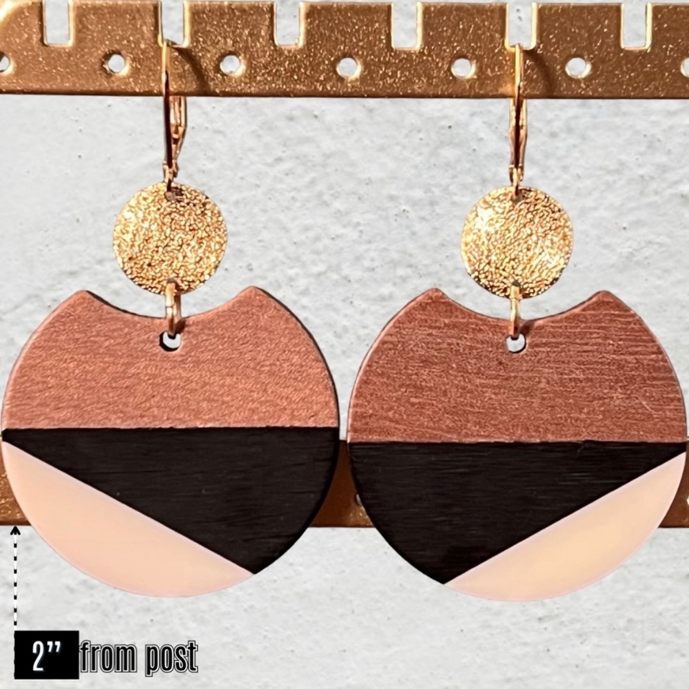 Color Block Round Earrings